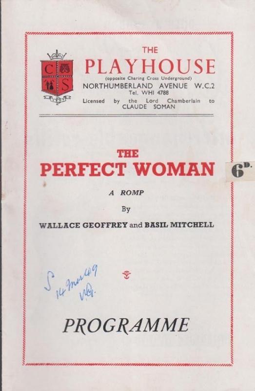 The Perfect Woman Wallace Geoffrey Comedy London Playhouse Theatre Old Programme