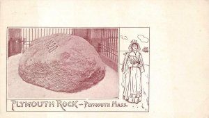 PLYMOUTH ROCK PLYMOUTH MASSACHUSETTS PILGRIM PATRIOTIC POSTCARD (c. 1900)