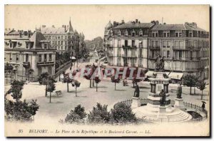Old Postcard Belfort Place de la Republique
