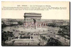 Old Postcard Paris Arc De Triomphe From & # 39Etoile