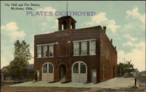 McAlester OK City Hall Fire Station c1910 Postcard