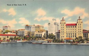 VIEW OF SAN JUAN PUERTO RICO SHIPS POSTCARD (c. 1940s)