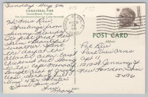 Space~Air View Cocoa Beach & Canaveral Pier~Vintage Postcard