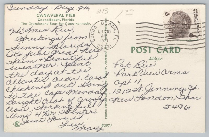 Space~Air View Cocoa Beach & Canaveral Pier~Vintage Postcard