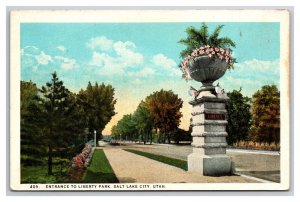 Liberty Park Entrance Street View Salt Lake City UT Utah UNP WB Postcard N24