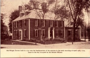 Historic Old Wright Tavern Streetview Concord Massachusetts Sepia BW Postcard 