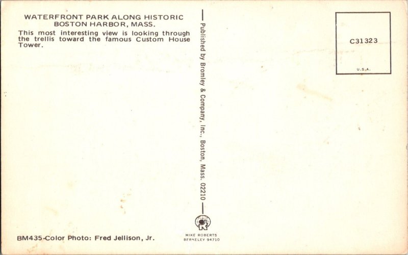 Waterfront Park BOSTON HARBOR, MA Vintage Postcard KE1