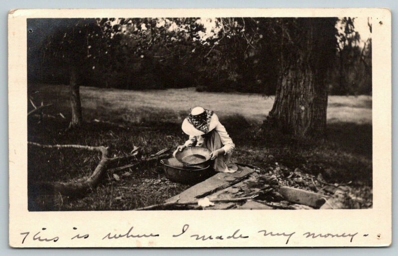 Phoenix AZ~Sis Pans for Gold~Sad Tale~Bad Food~to Bro Paul H Holsinger~1912 RPPC 