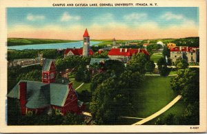 Vtg 1930s Cornell University Campus and Cayuga Lake Ithaca New York NY Postcard