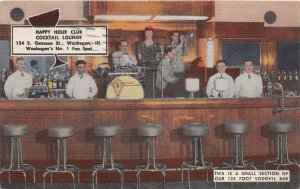 J73/ Waukegan Illinois Postcard Linen Interior Happy Hour Club Bar  328