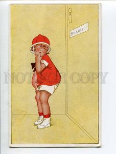 285449 Chicky SPARK Girl near TOILET Door Besetzt ART DECO Vintage postcard
