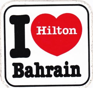 Bahrain Hilton Hotel Vintage Luggage Label sk3590