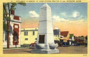 Monument in Memory of John Stevens - Fryeburg, Maine ME  