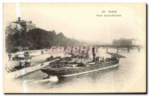 Old Postcard Paris Port Saint Nicolas Boat