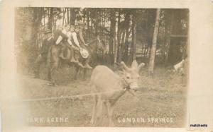 c1910 Children Horseback Deer London Springs Cottage Grove RPPC Real photo