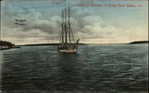 ROUND POND HARBOR ME Vessel at Entrance c1910 Postcard