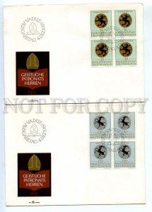 440627 Liechtenstein 1969 year set FDC Christianity coats arms block four stamps