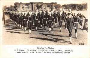 RPPC U.S. NAVAL TRAINING STATION GREAT LAKES ILLINOIS MILITARY PHOTO POSTCARD !!