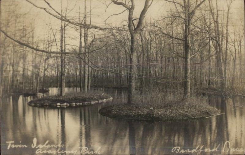 Haverhill Bradford MA Twin Island in Park c1910 Real Photo Postcard