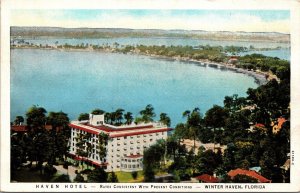 Vtg Winter Haven Florida FL Haven Hotel 1930s Linen Postcard