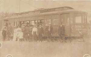 H96/ Denver Colorado RPPC Postcard c1910 Seeing Denver Trolley Passengers7