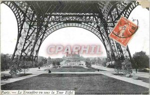 Old Postcard Paris Trocadero seen on the Eiffel Tower