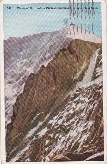 Colorado Pikes Peak Views Of Bottomless Pit From Summit Of Pikes Peak 1925