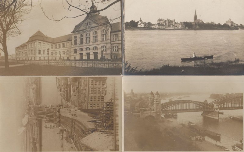 Cologne Harbour Boats 4x Antique German Postcard s