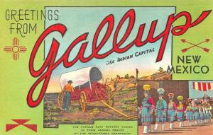 Gallup NM The Indian Capital Large Letters Linen Postcard