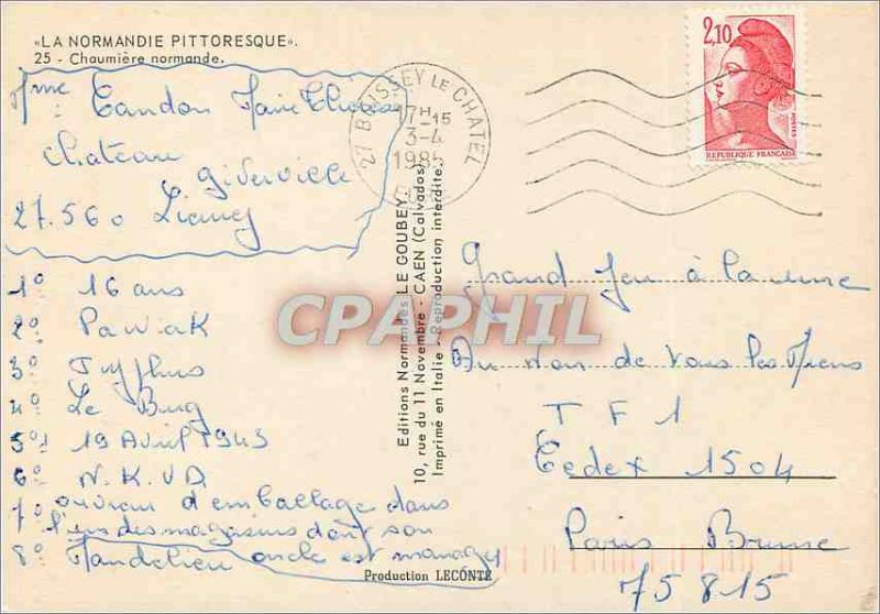 Modern Postcard Normandy Picturesque Normandy Chaumiere