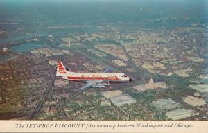 Capital Airlines Jet-Prop Viscount Non-stop - Washington DC to Chicago - pm 1962