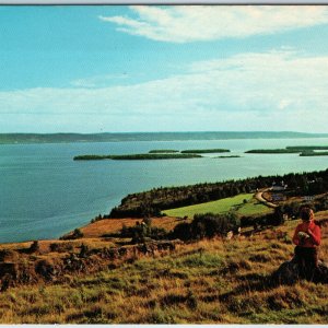 c1960s Marble Mountain NS Postcard Bras d'Or Lakes Cape Breton Canada Scenic Kid