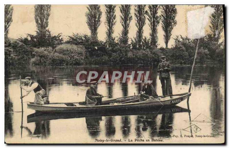 Old Postcard Fishing Fisherman Noisy le Grand fishing boat