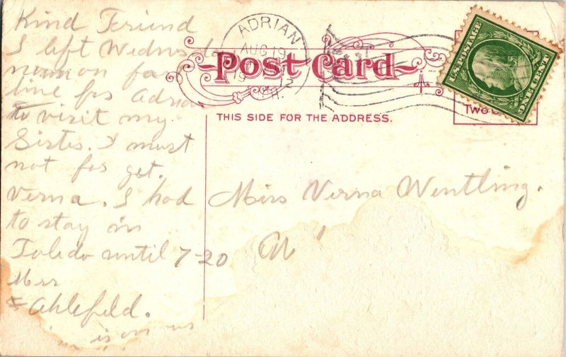 Wolverton Park, Site of First House in Adrian MI c1912 Vintage Postcard K71