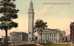 Vintage Postcard 1910's Municipal Buildings Springfield Massachusetts