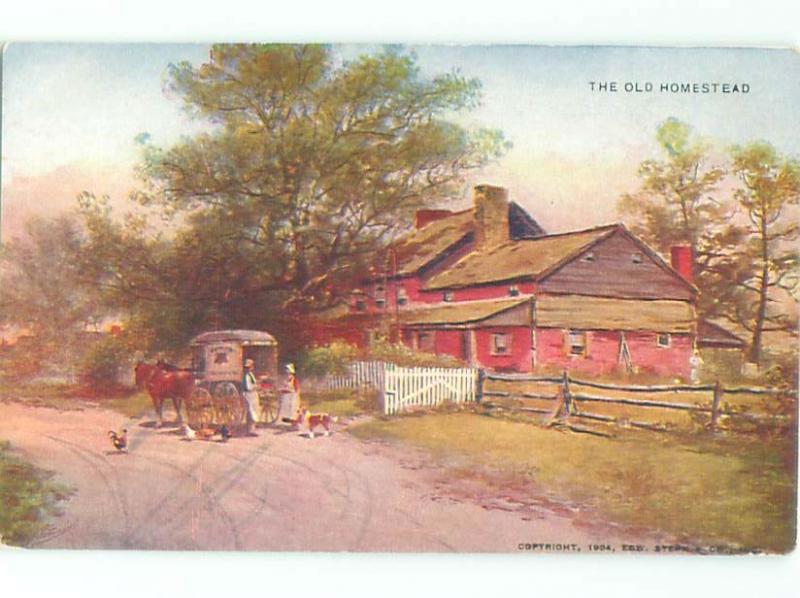 c1910 Postcard HORSE-DRAWN WAGON MERCHANT SELLING DOOR TO DOOR AC4404