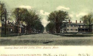 Winthrop St. & Old Ladies Home - Augusta, Maine ME Postcard