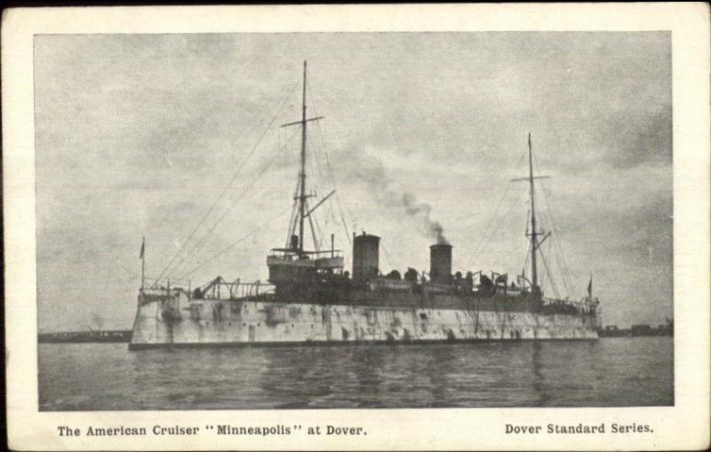 American Cruiser Naval Ship Minneapolis at Dover UK c1910 Postcard