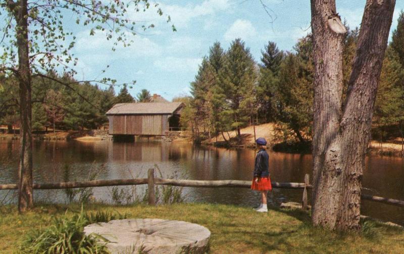 MA - Sturbridge Village. Pond and Covered Bridge