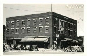 NE, O'Neill, Nebraska, Golden Hotel, 1940s Cars, RPPC