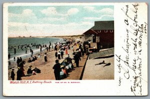 Postcard Watch Hill Rhode Island 1905 Bathing Beach Niantic RI CDS Duplex Cancel