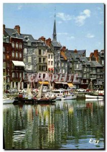 Modern Postcard Honfleur The Vieux Bassin quai Saint Catherine and picturesqu...