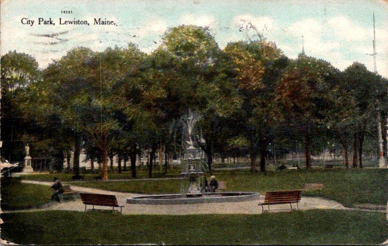 Maine Lewiston City Park 1909 Curteich