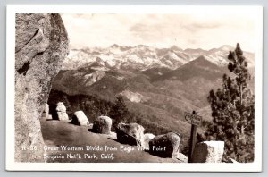 Great Western Divide From Eagle View Point Sequoia Nat'l Park RPPC  Postcard X21