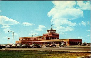 Saskatoon, Saskatchewan Canada  AIRPORT Terminal~Tower~50's Cars CHROME Postcard