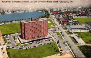 South Carolina Charleston Aerial View Overlooking Colonial Lake and Downtown ...