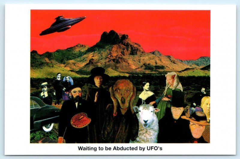 2 Postcards UFO ABDUCTION ~ COW Nelson de la Nuez Art 4x6 Misguided Masterpiece