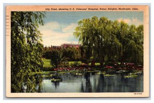 Lily Pond at Honor Heights Muskogee Oklahoma OK Linen Postcard J19