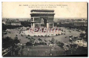 Old Postcard Paris Arc de Triomphe and the Tomb of the Unknown Soldier