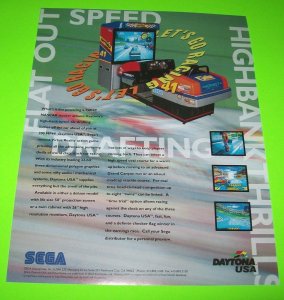 Sega Daytona USA Arcade FLYER Original NOS Video Game Art Auto Racing Version 2 